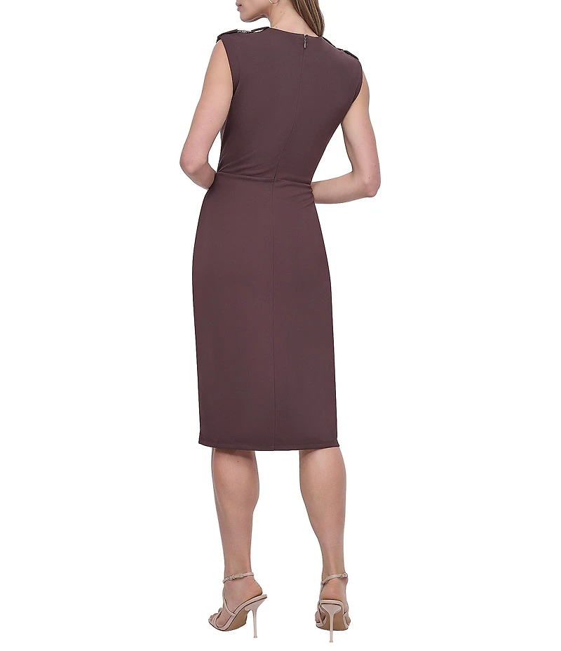 DKNY by Donna Karan Cap Sleeve Front Slit Sheath Dress
