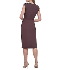 DKNY by Donna Karan Cap Sleeve Front Slit Sheath Dress