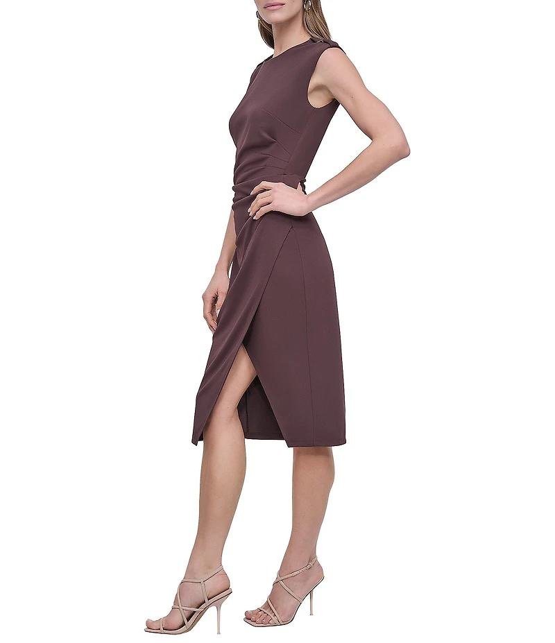 DKNY by Donna Karan Cap Sleeve Front Slit Sheath Dress