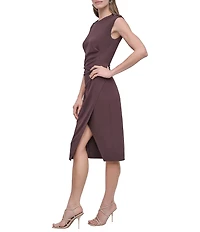 DKNY by Donna Karan Cap Sleeve Front Slit Sheath Dress