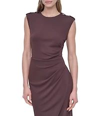DKNY by Donna Karan Cap Sleeve Front Slit Sheath Dress