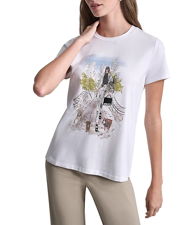 DKNY by Donna Karan Central Park Conversational Crew Neck Short Sleeve Tee