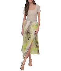 DKNY by Donna Karan Chiffon Asymmetric Pleated Midi Skirt