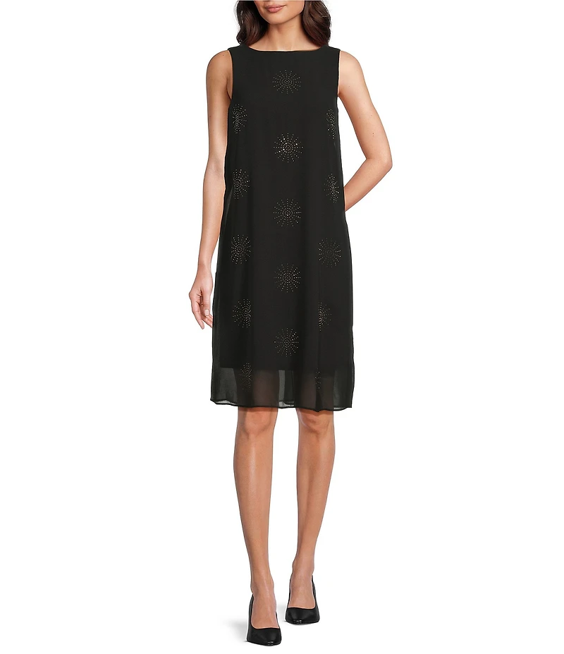 DKNY by Donna Karan Chiffon Hot Fix Overlay Sleeveless Dress