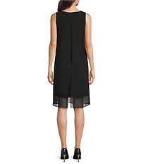DKNY by Donna Karan Chiffon Hot Fix Overlay Sleeveless Dress