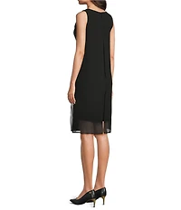 DKNY by Donna Karan Chiffon Hot Fix Overlay Sleeveless Dress