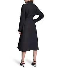 DKNY By Donna Karan Collared Neck Long Sleeve Button Down Midi Shirt Dress