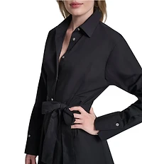 DKNY By Donna Karan Collared Neck Long Sleeve Button Down Midi Shirt Dress