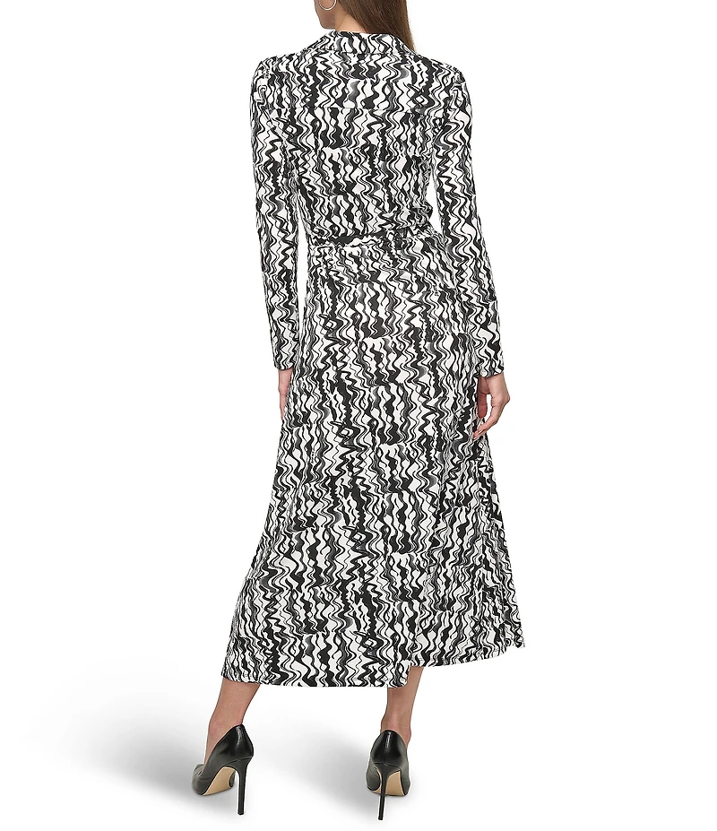 DKNY by Donna Karan Collared V-Neck 3/4 Sleeve Midi Shirt Dress