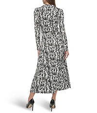 DKNY by Donna Karan Collared V-Neck 3/4 Sleeve Midi Shirt Dress