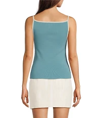 DKNY by Donna Karan Contrast Trim Knit Crew Neck Sleeveless Cami