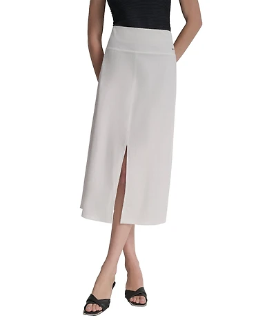 DKNY by Donna Karan Coordinating Arid Pique Front Slit Pull-On Midi Skirt