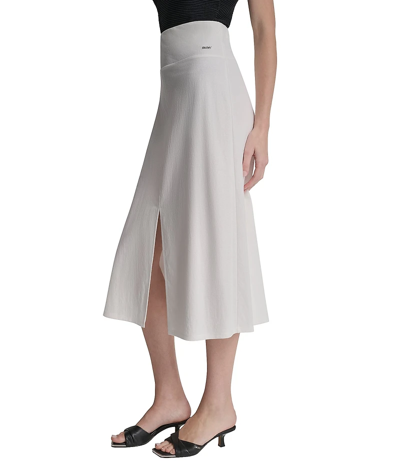 DKNY by Donna Karan Coordinating Arid Pique Front Slit Pull-On Midi Skirt