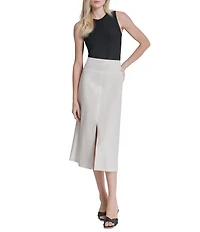 DKNY by Donna Karan Coordinating Arid Pique Front Slit Pull-On Midi Skirt