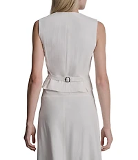 DKNY by Donna Karan Coordinating Arid Pique V-Neck Sleeveless Button-Front Vest