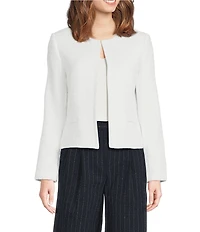 DKNY by Donna Karan Coordinating Boucle Crew Neck Long Sleeve Open Front Jacket