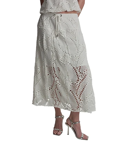 DKNY by Donna Karan Coordinating Crochet Leaf Pull-On Midi Skirt