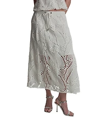 DKNY by Donna Karan Coordinating Crochet Leaf Pull-On Midi Skirt