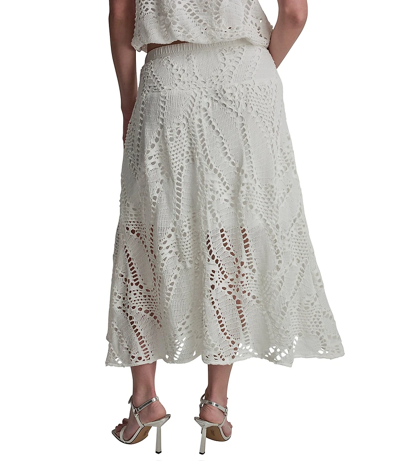 DKNY by Donna Karan Coordinating Crochet Leaf Pull-On Midi Skirt