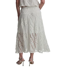 DKNY by Donna Karan Coordinating Crochet Leaf Pull-On Midi Skirt