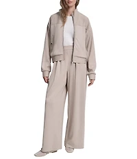 DKNY by Donna Karan Coordinating Cupro Pinstripe Stand Collar Long Sleeve Full Zip Track Jacket