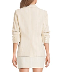 DKNY by Donna Karan Coordinating Jacquard Notch Lapel 3/4 Ruched Sleeve One Button Front Jacket