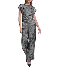 DKNY by Donna Karan Coordinating Liquid Velvet Boat Neck Flutter Sleeve Top