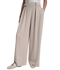 DKNY by Donna Karan Coordinating Pinstripe Cupro Pleated Straight Leg Pants