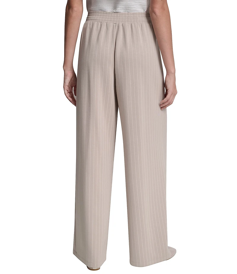 DKNY by Donna Karan Coordinating Pinstripe Cupro Pleated Straight Leg Pants