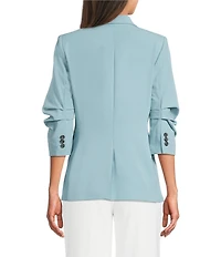 DKNY by Donna Karan Coordinating Tropical Notch Lapel 3/4 Ruched Sleeve One Button Front Jacket