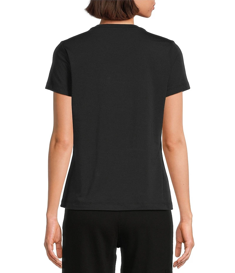 DKNY by Donna Karan Cotton Blend Crew Neck Short Sleeve Studded Graphic Tee
