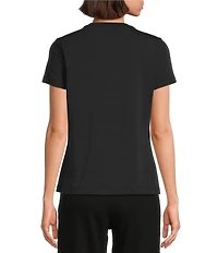 DKNY by Donna Karan Cotton Blend Crew Neck Short Sleeve Studded Graphic Tee