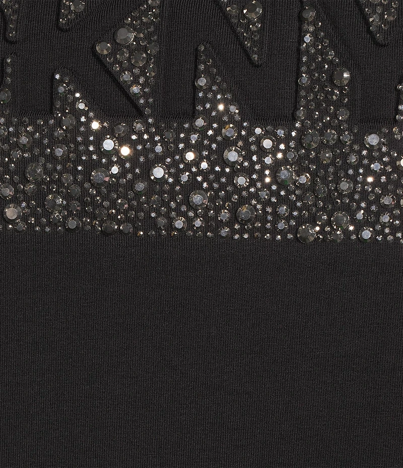 DKNY by Donna Karan Cotton Blend Crew Neck Short Sleeve Studded Graphic Tee