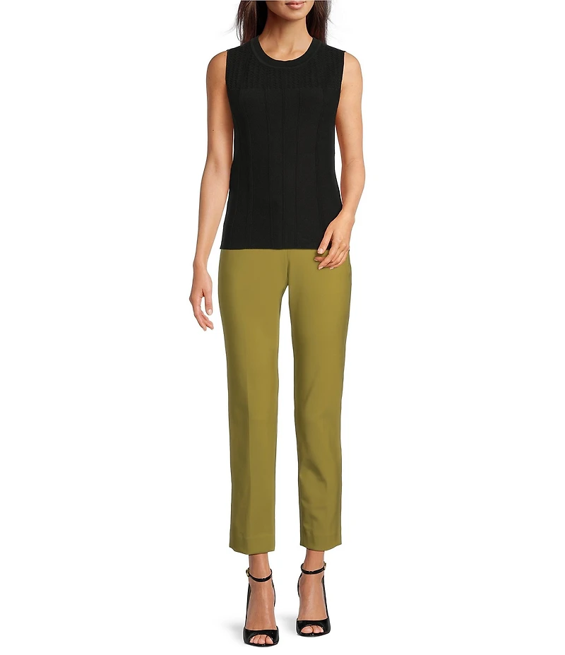 DKNY By Donna Karan Cotton Blend Crew Neck Sleeveless Knit Top