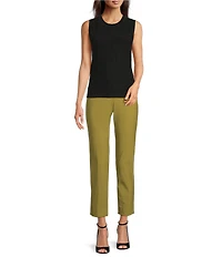 DKNY By Donna Karan Cotton Blend Crew Neck Sleeveless Knit Top