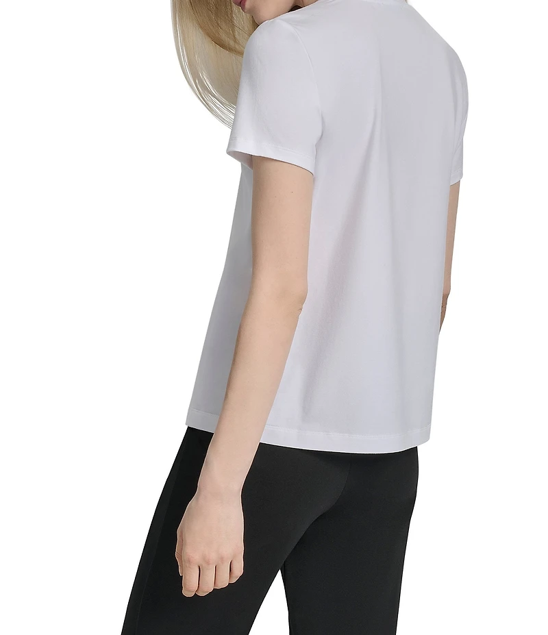 DKNY by Donna Karan Cotton Blend Skyscraper Logo Crew Neck Short Sleeve T-Shirt