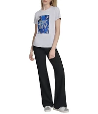 DKNY by Donna Karan Cotton Blend Skyscraper Logo Crew Neck Short Sleeve T-Shirt
