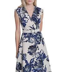 DKNY by Donna Karan Cotton Button Front Belted Midi Shirtdress