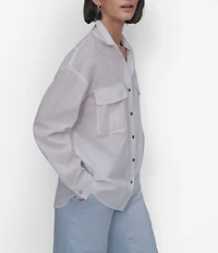 DKNY by Donna Karan Cotton Voile Long Sleeve Button Front Shirt