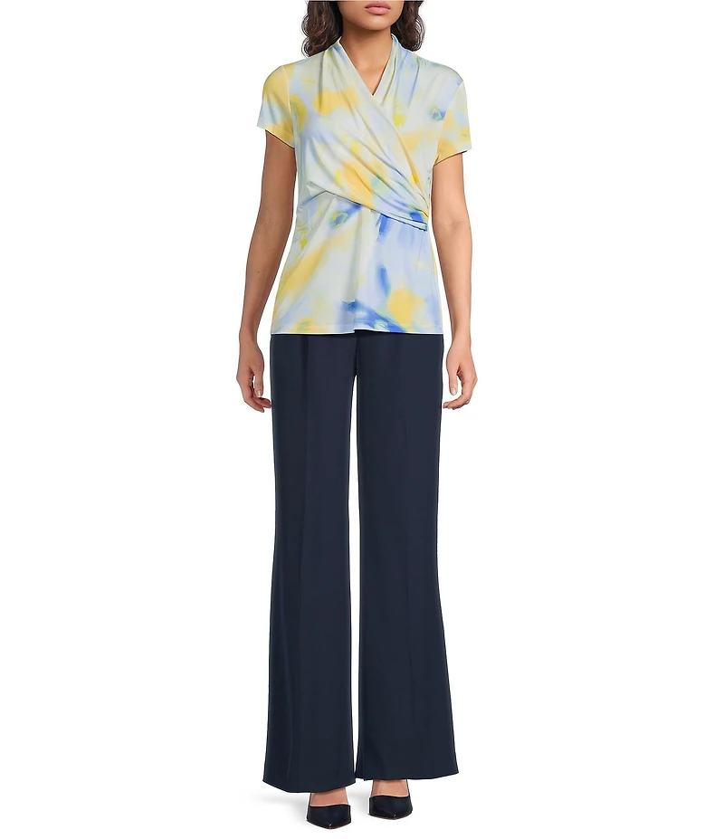 DKNY by Donna Karan Crew Neck Short Sleeve Side Ruched Top