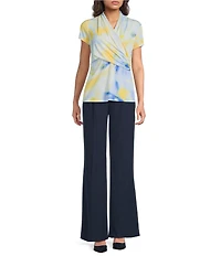 DKNY by Donna Karan Crew Neck Short Sleeve Side Ruched Top