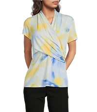 DKNY by Donna Karan Crew Neck Short Sleeve Side Ruched Top