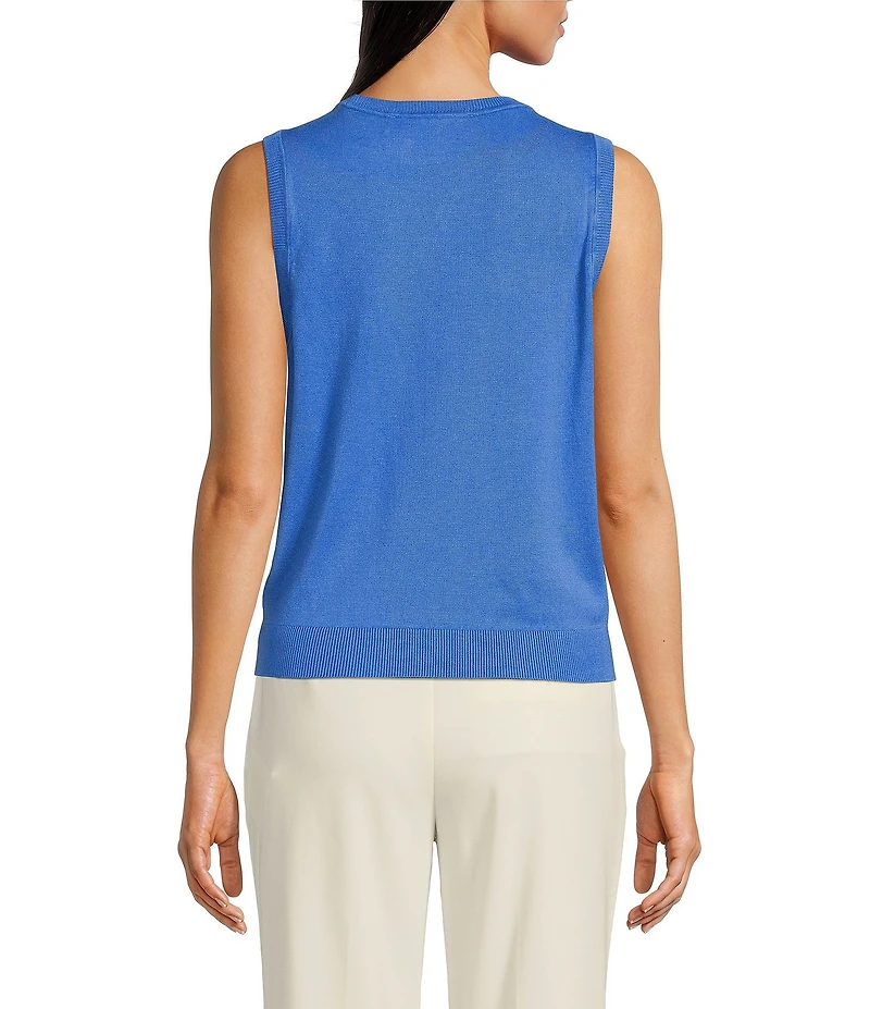 DKNY by Donna Karan Crew Neck Sleeveless Mix Media Top