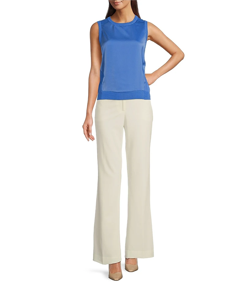 DKNY by Donna Karan Crew Neck Sleeveless Mix Media Top