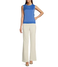 DKNY by Donna Karan Crew Neck Sleeveless Mix Media Top