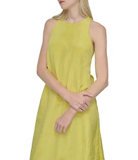 DKNY by Donna Karan Crew Neck Sleeveless Shift Midi Dress