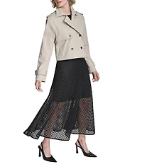 DKNY by Donna Karan Cropped Single Breasted Notch Lapel Long Sleeve Trench Jacket