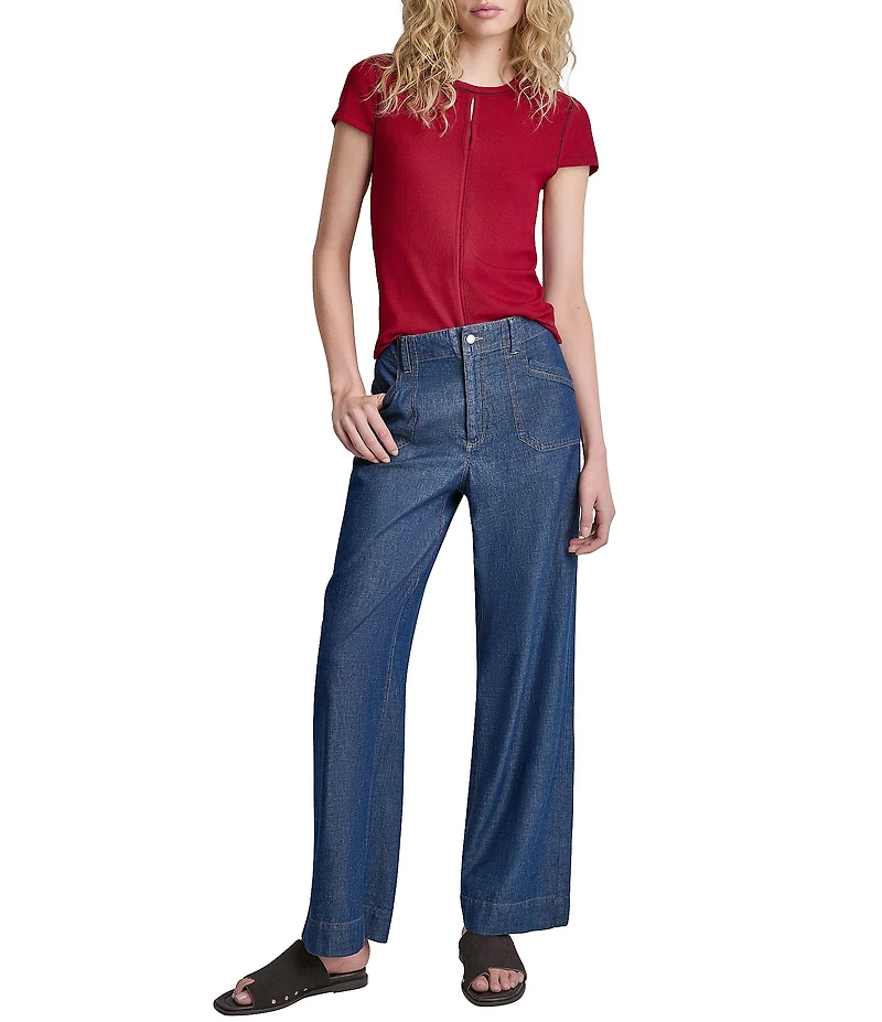 DKNY by Donna Karan Crosby Wash High Rise Straight Leg Pants