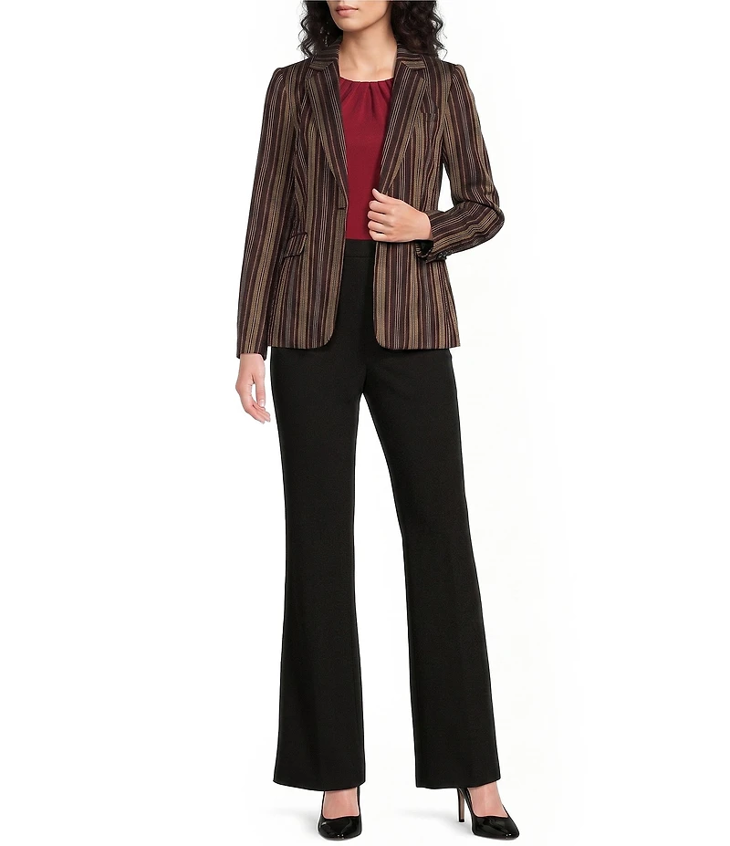 DKNY by Donna Karan Delegant Striped Notch Collar One Button Blazer