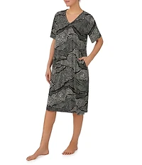 DKNY by Donna Karan Dot Print Short Sleeve V-Neck Micro Jersey Knit Sleepshirt